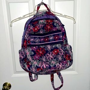 NWOT! Beautiful Floral Backpack! Navy w/ pink and white flowers. Many pockets